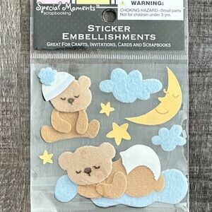 💞 New Baby Boy Teddy Bear Dimensional Scrapbook Stickers